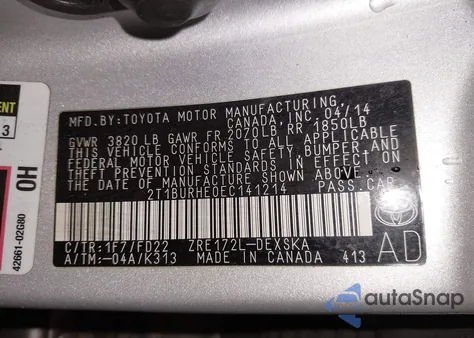 2014 Toyota Corolla S Plus z USA, uszkodzony, nr VIN 2T1BURHE0EC141214